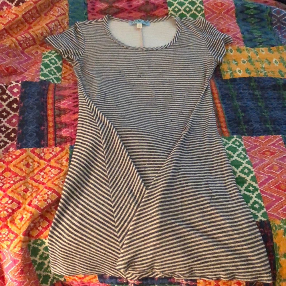 Blue and white striped dress